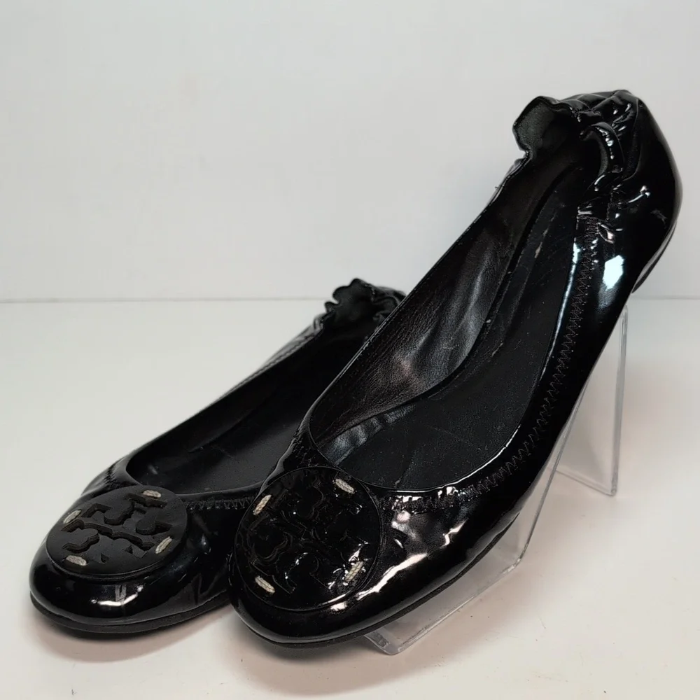 Tory Burch Minnie slip on leather glossy ballerina flats woman's size 7